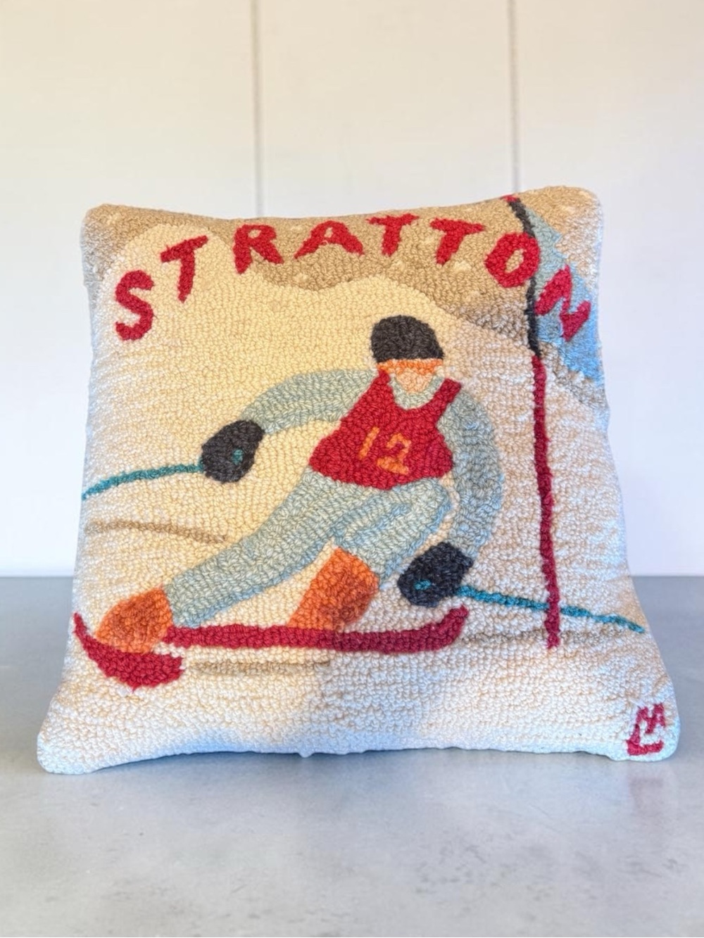Laura Megroz Chandler 4 Corners Stratton Ski Hooked Wool Pillow 18x18